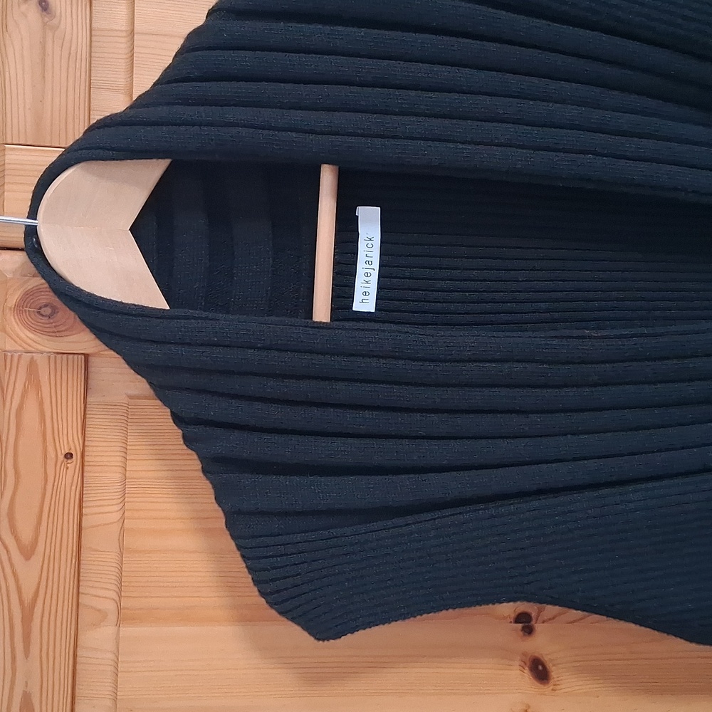 Heikejarick Black Merino Wool Tie Front Quiet Luxury Ribbed Sweater Vest Size M - Picture 4 of 13